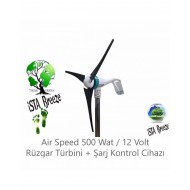 AİR SPEED 500 WATT / 12 VOLT RÜZGAR TÜRBİNİ + ŞARJ KONTROL CİHAZI