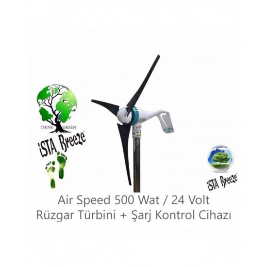 AİR SPEED 500 WATT / 24 VOLT RÜZGAR TÜRBİNİ + ŞARJ KONTROL CİHAZI