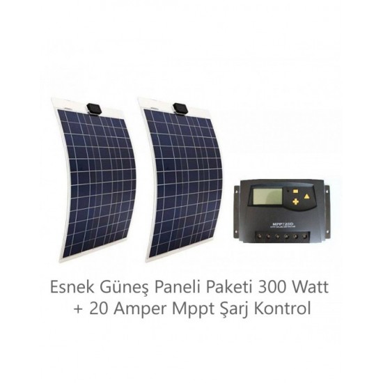 ESNEK GÜNEŞ PANELİ PAKETİ 300 WATT + 20 AMPER MPPT ŞARJ KONTROL